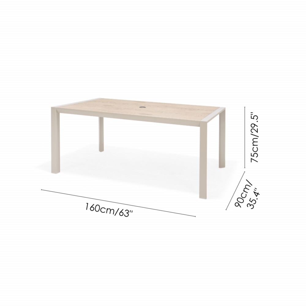 Mesa De Aluminio Para Jardín - Urbanite - 160x90 Beige