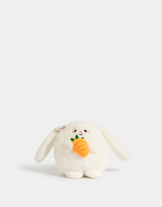 Llavero Peluche Llavero Y Charm Conejo Con Zanahoria - Blanco Crudo
