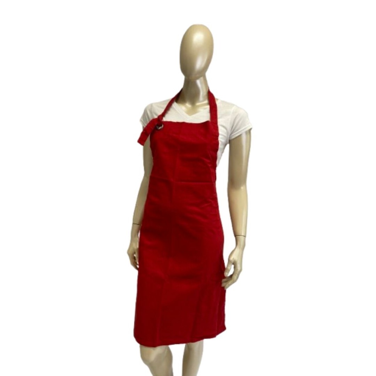 Delantal Brin con peto, sin bolsillo, con ajuste en cintura y cuello - Rojo 
