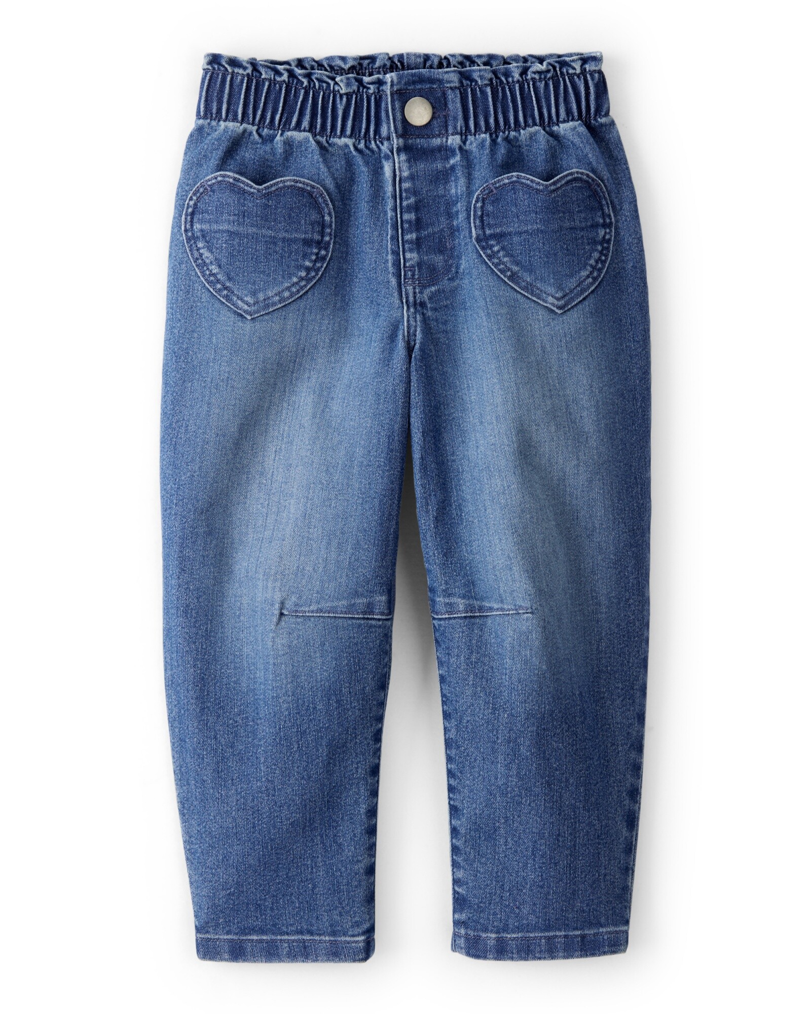 Pantalón jean, azul, bolsillo corazón Sin color