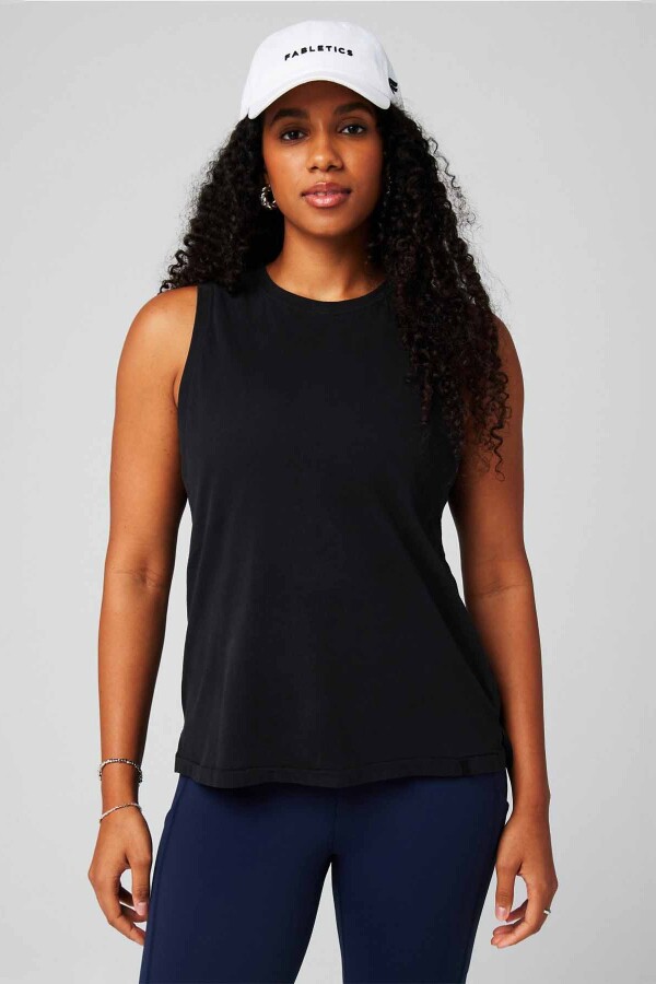 Polo Training 100% Cotton Tank Mujer Black