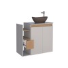 Mueble de baño suspendido Lotus Beige 80 cm con tapa de vidrio con bacha Mueble De Baño Suspendido Lotus Beige 80 Cm Con Tapa De Vidrio Con Bacha