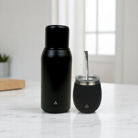 Kit Matero Negro, Termo 750ml, Mate y Bombilla. Sc