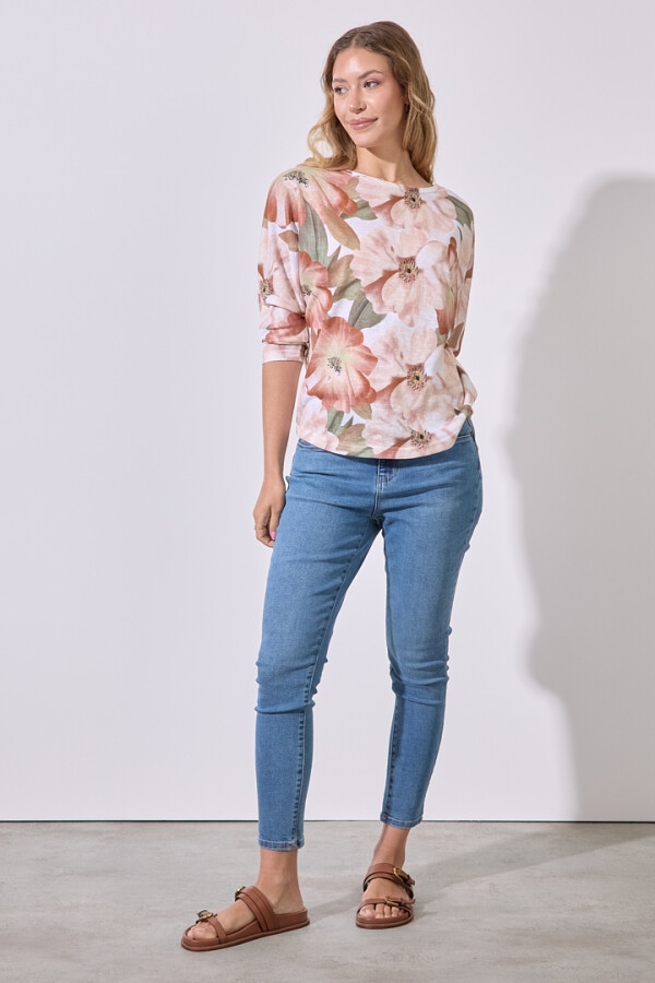 Blusa Tejida Print TOSTADO/MULTI