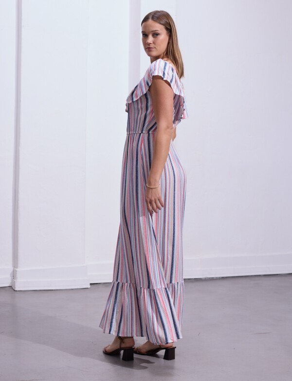 Vestido Maxi Lineas MULTI/ROJO