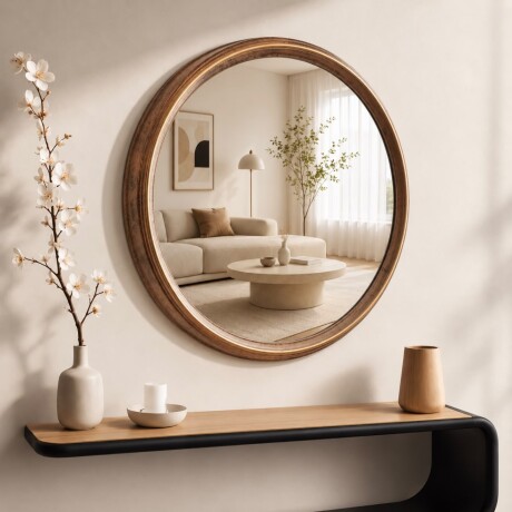 Espejo de Pared Redondo Decorativo con Marco Bronce Envejecido - Ø48.5 cm Espejo de Pared Redondo Decorativo con Marco Bronce Envejecido - Ø48.5 cm