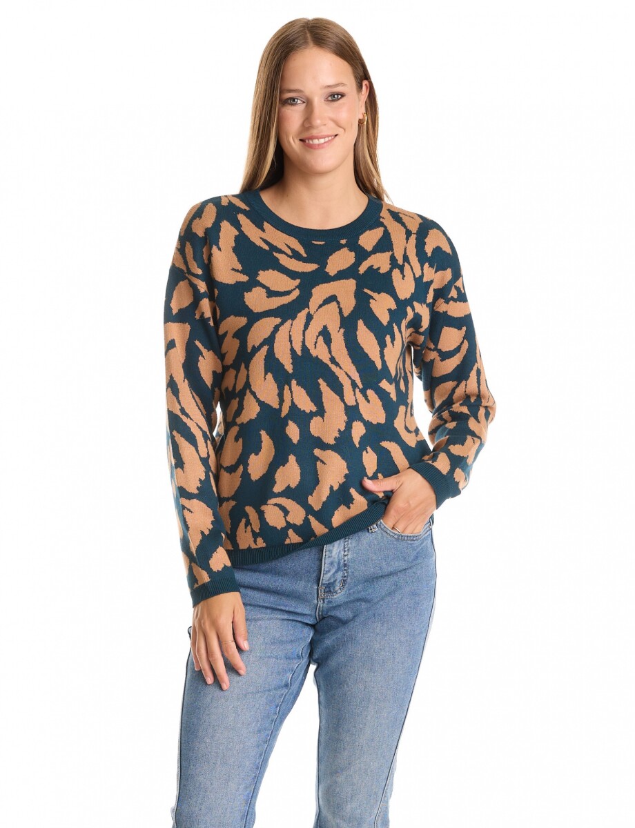 Buzo Animal Print - Multi/azul 