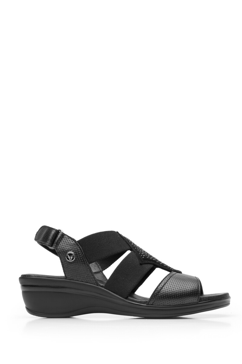 Sandalia Casual Flexi Con Autoajuste Para Mujer - Negro 