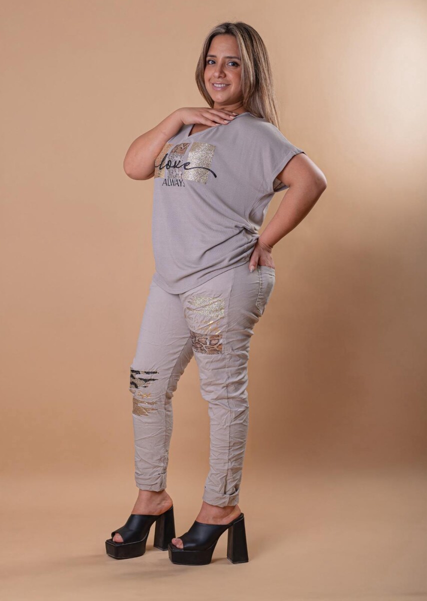 Pantalón de lycra italiano - visón 