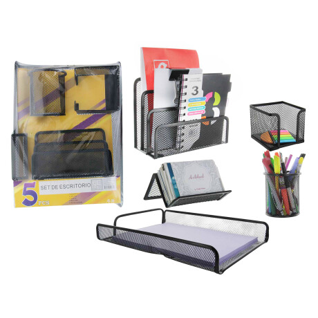 ORGANIZADOR ESCRITORIO SET X5PCS METAL NEGRO 34X23.5X5CM 15030 ORGANIZADOR ESCRITORIO SET X5PCS METAL NEGRO 34X23.5X5CM 15030
