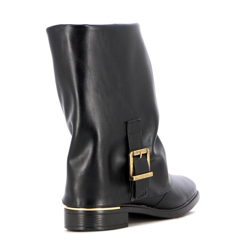 Vizzano Bota Femenina Tapada C/ebilla Y Taco Medio Negro