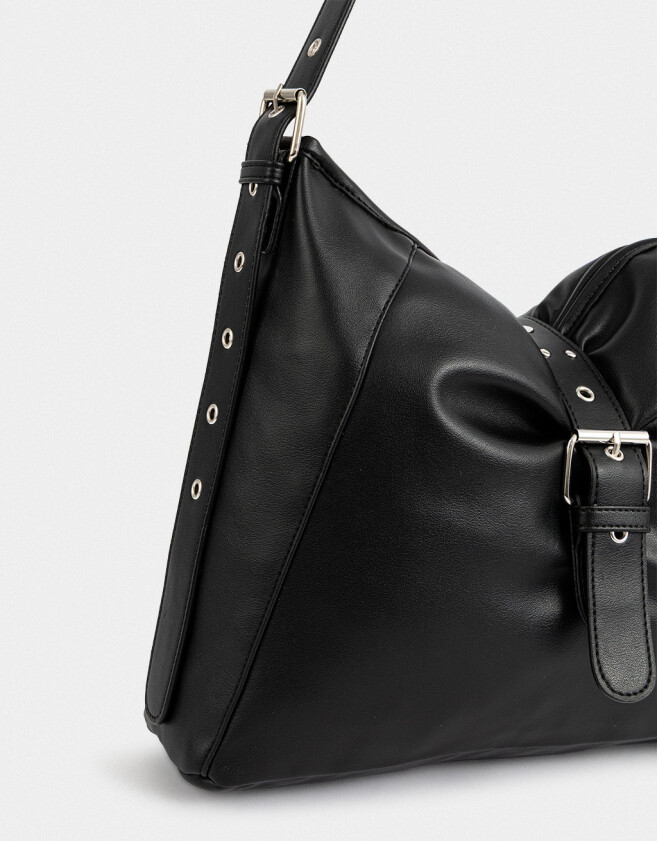 Saca Cartera Hobo Con Hebilla - Negro