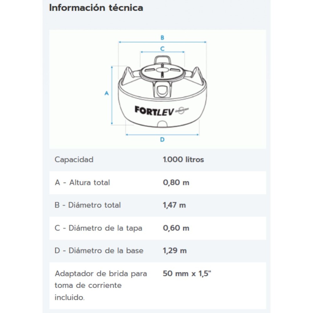 Tanque de Agua Polietileno Antibacterial 1000 Fortlev Tanque De Agua Polietileno Antibacterial 1000 Fortlev