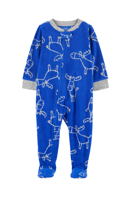 Pijama una pieza de micropolar con pie, diseño alce Sin color