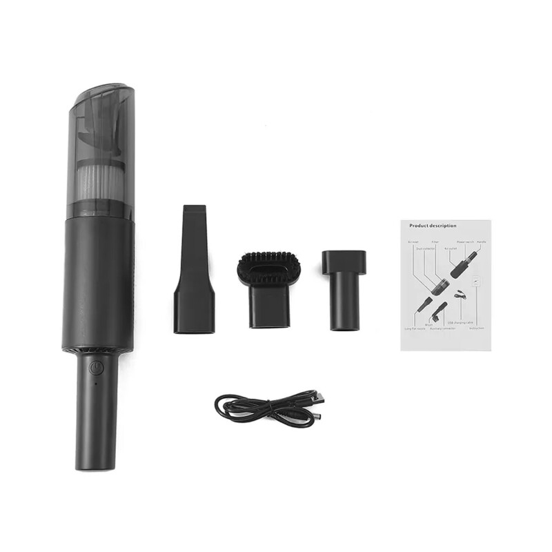 Aspiradora portátil recargable USB 120W + accesorios Negro