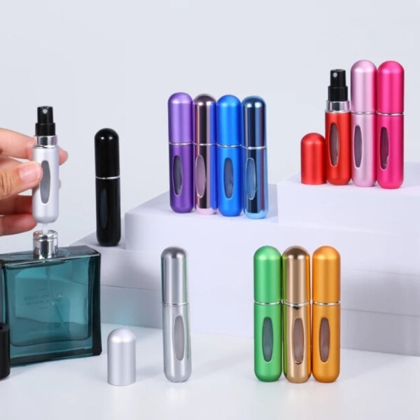 Mini Botella Atomizadora De Perfume Portátil Recargable X2 Color Variante Rosa Metalico