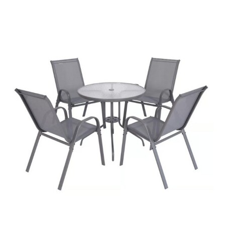 JUEGO DE COMEDOR EXTERIOR NAIROBI DE ACERO 6 PIEZAS GRIS JUEGO DE COMEDOR EXTERIOR NAIROBI DE ACERO 6 PIEZAS GRIS