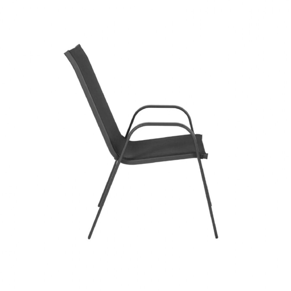 Silla de Jardín Textilina y Acero Apilable Negro