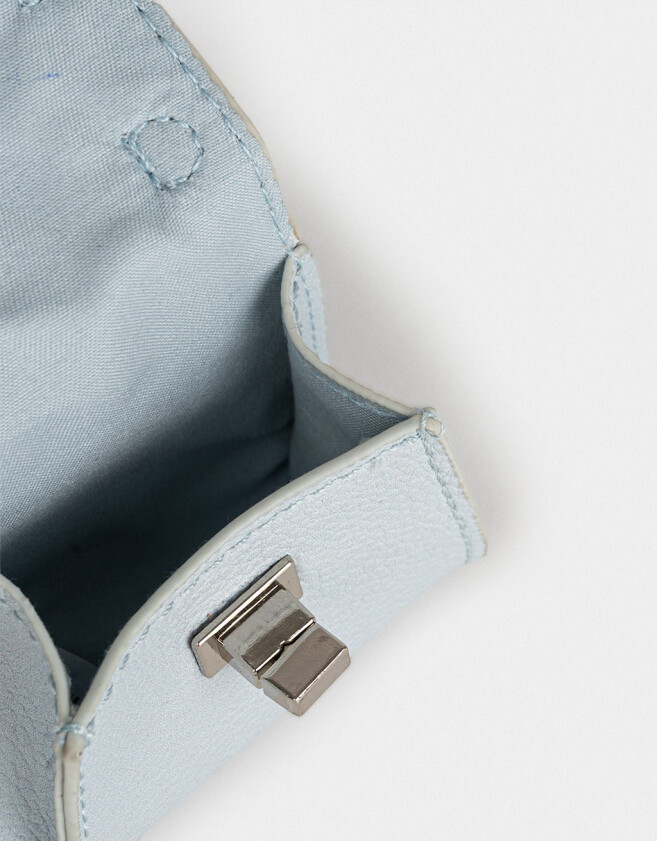 Monederos Monedero Formato Bolso Celeste - Azul Celeste