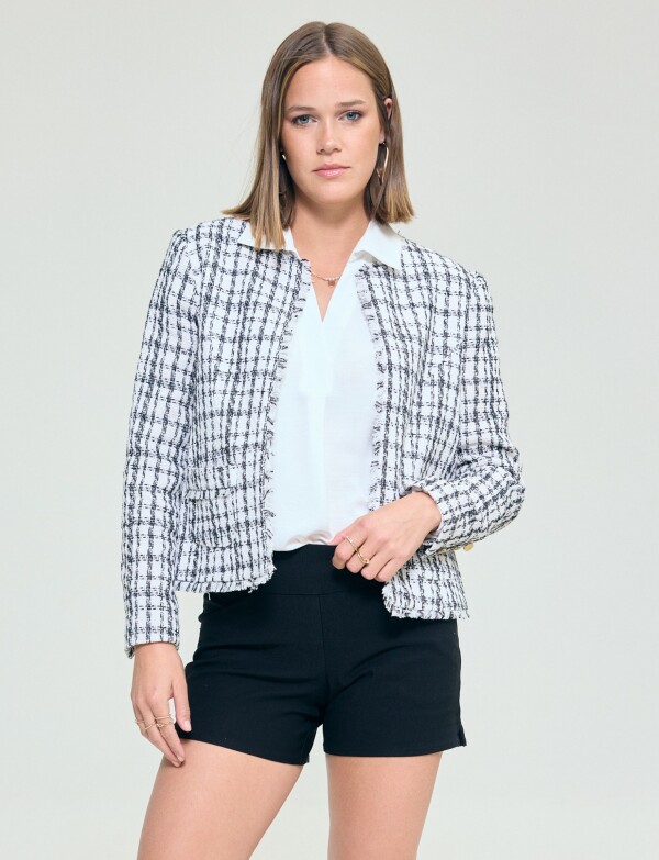 Chaqueta Tweed Crop NEGRO/CRUDO