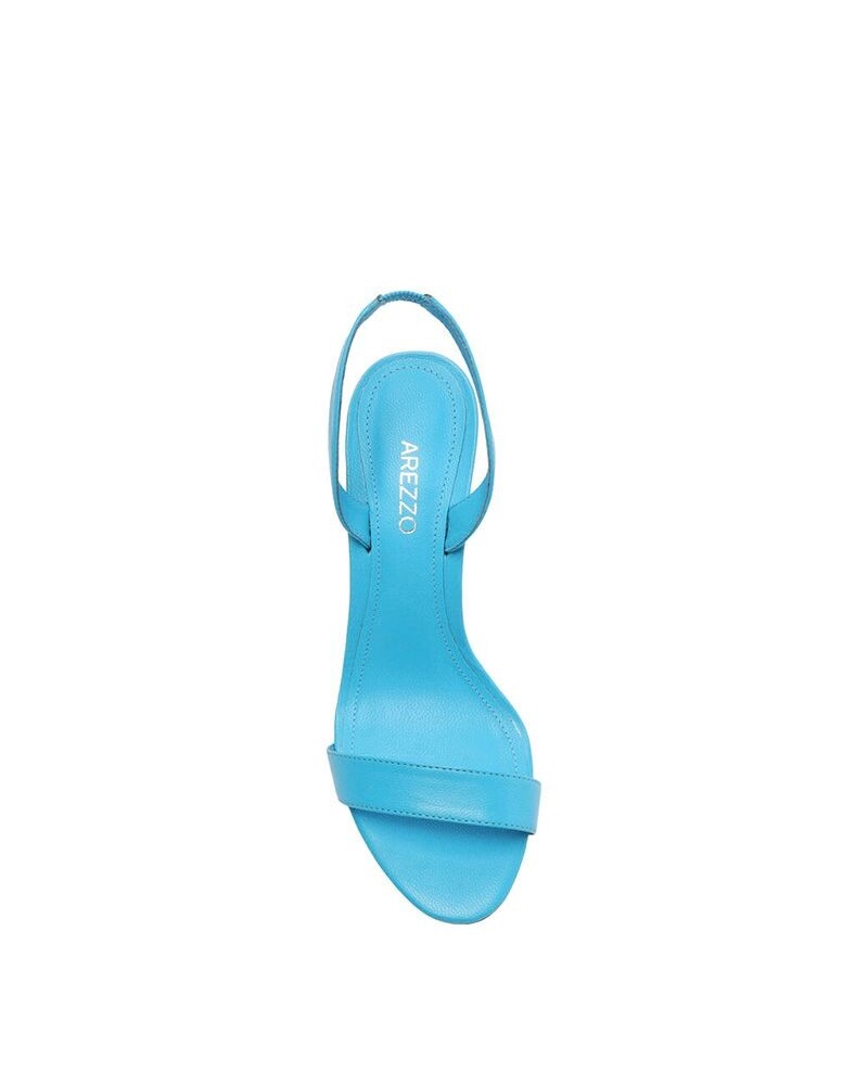 Sandalia Taco Alto Fino Con Talon Azul Dopamina U