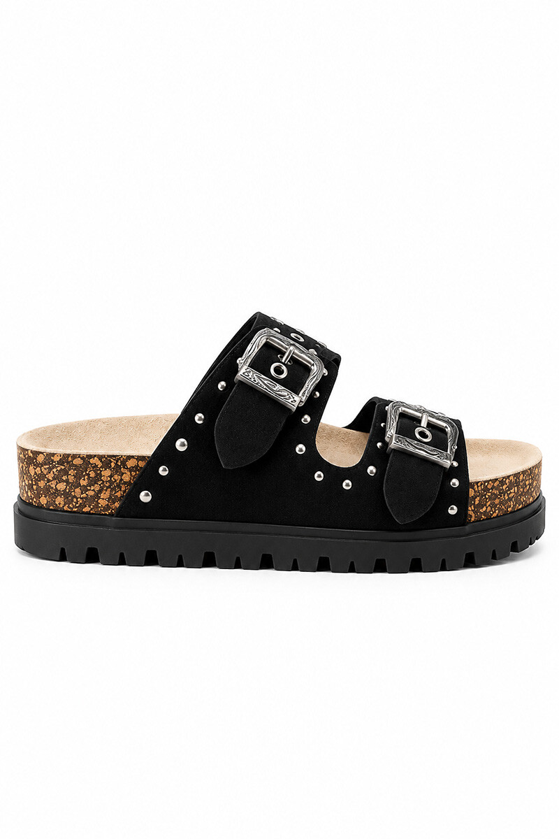 Sandalia Bettina Birky plataforma con tachas BT100 Negro