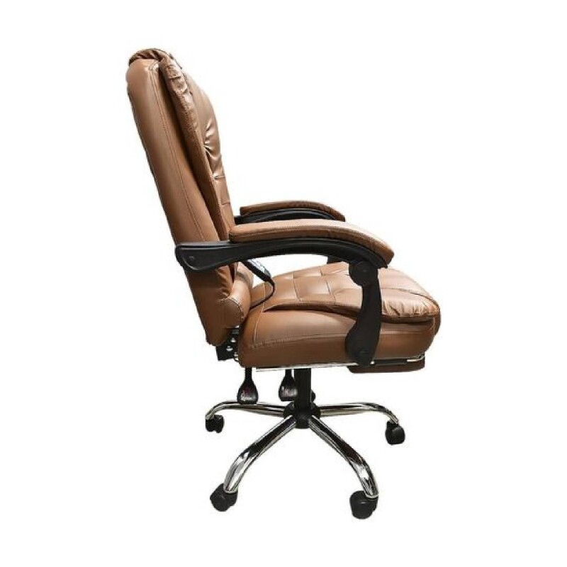 Silla Ejecutiva en cuero Lumax Modelo Miles con Apoyapies y 2 Puntos de Masaje Marrón