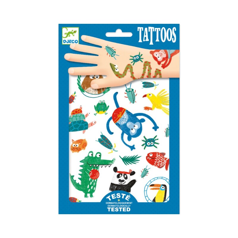 TATTOOS Set X50 Tatuajes Removibles Para Niños +3 Djeco - Animales