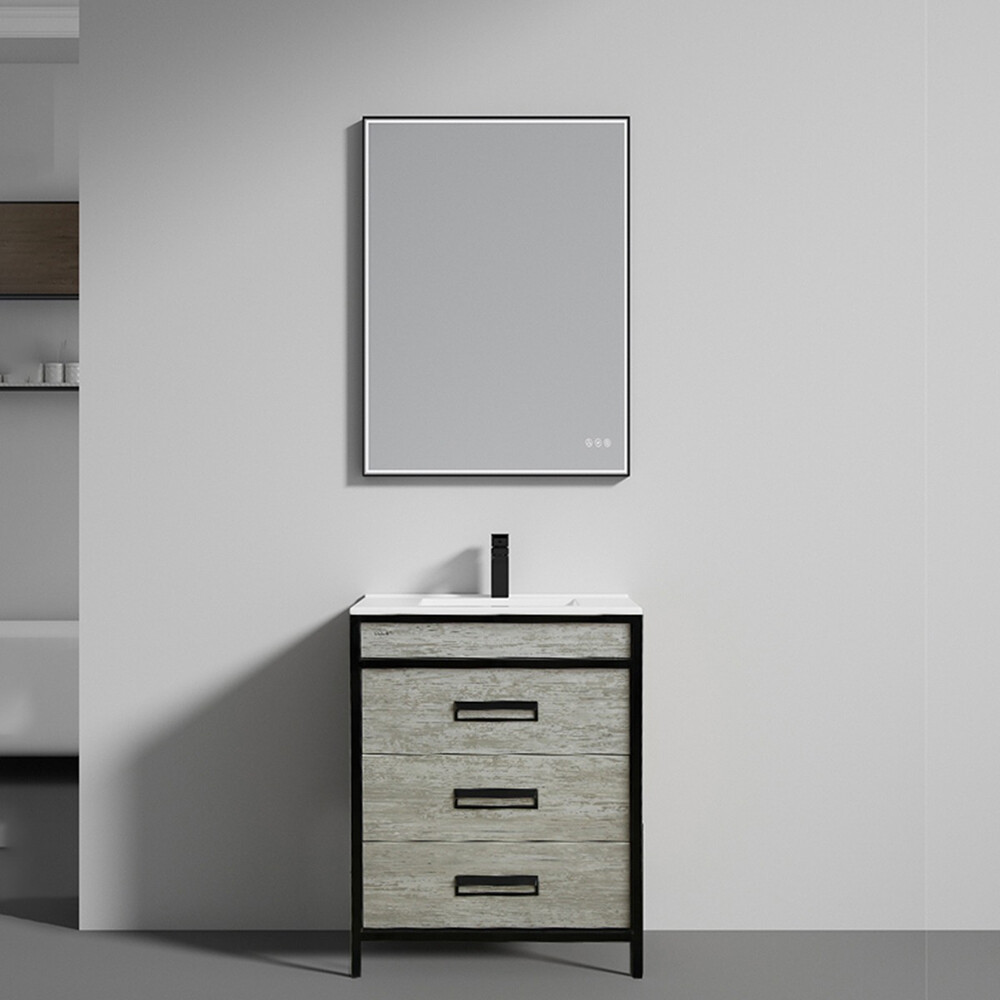 MUEBLE DE BAÑO VANITY MARRÓN CON BACHA BLNCA Mueble De Baño Vanity Marrón Con Bacha Blnca