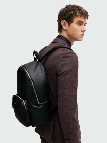 BOSS - Mochila de piel sintetica con logo y raya distintiva 0