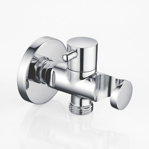 Soporte con Válvula de Bronce para Ducha Higiénica G1/2, Cromo Brillo Soporte con Válvula de Bronce para Ducha Higiénica G1/2, Cromo Brillo
