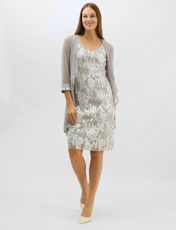 Conjunto Vestido & Chaqueta PLATEADO/MULTI