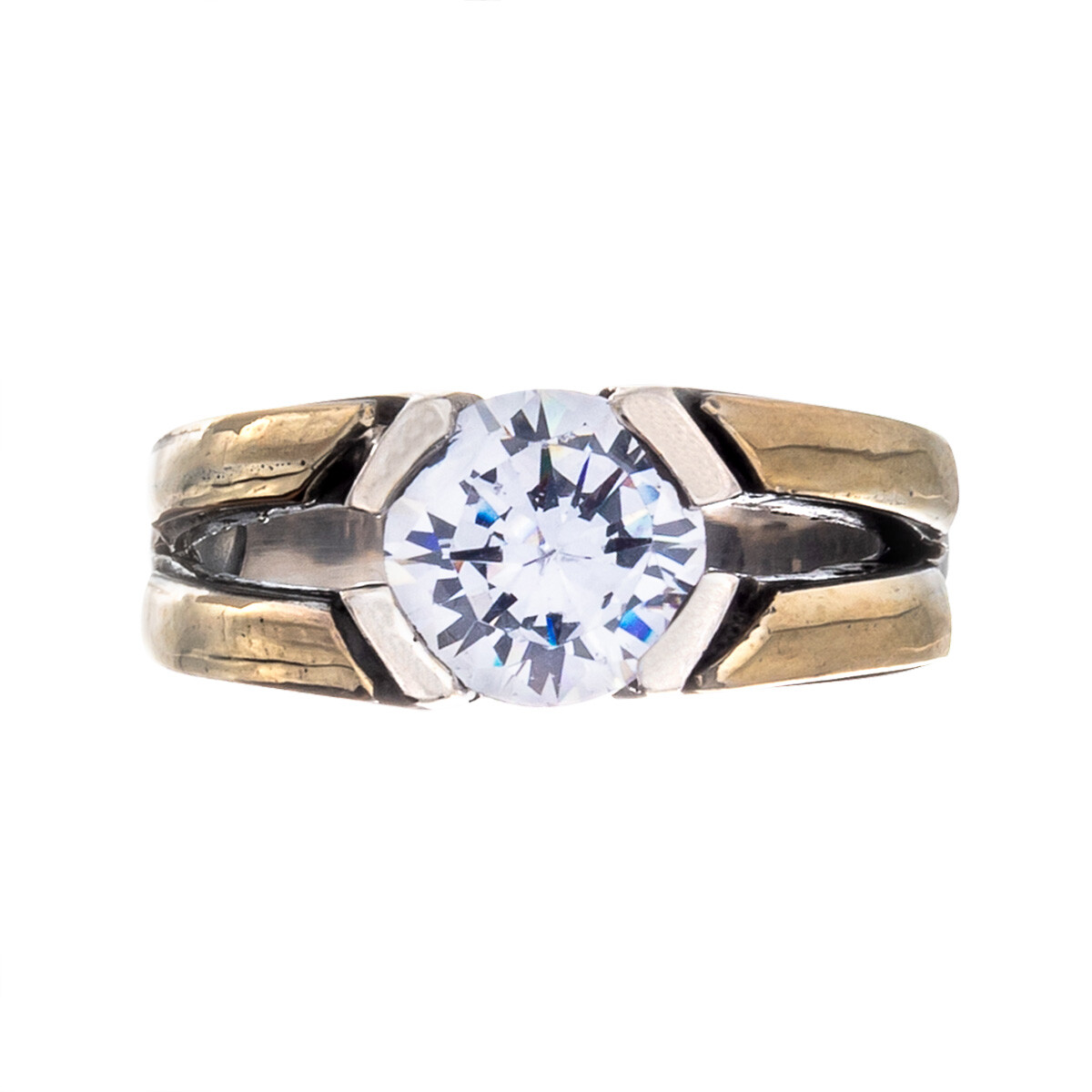 Anillo de plata, double circonia 