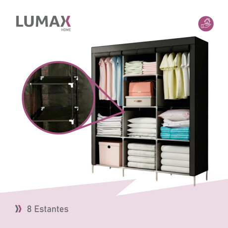 Ropero de 8 Estantes Desmontable de Caño y Tela TNT 175x45x130 Negro