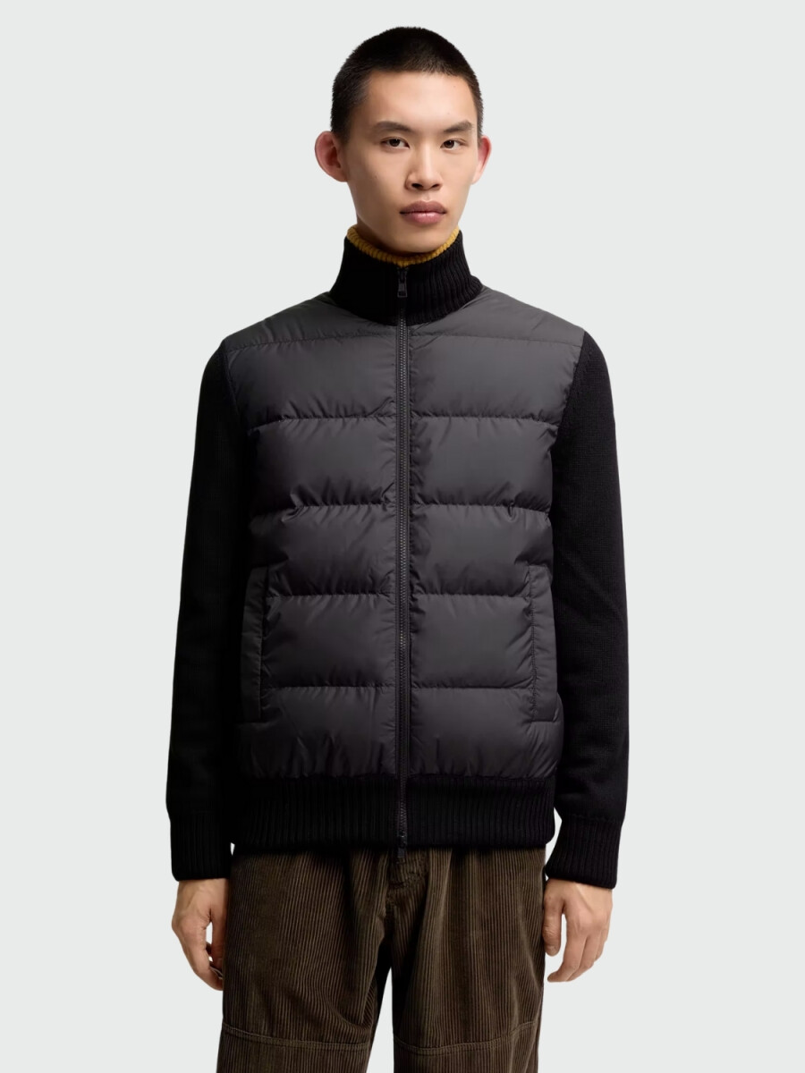 MONCLER - Cardigan Acolchado de Lana Tricot 