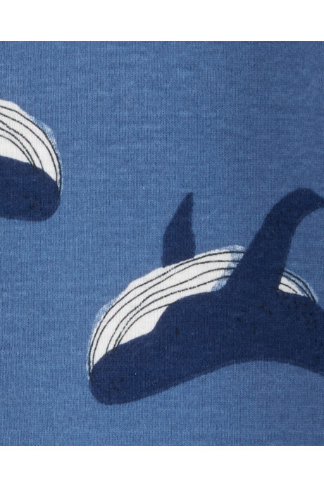 Pijama una pieza de algodón, con pie, diseño ballenas Sin color
