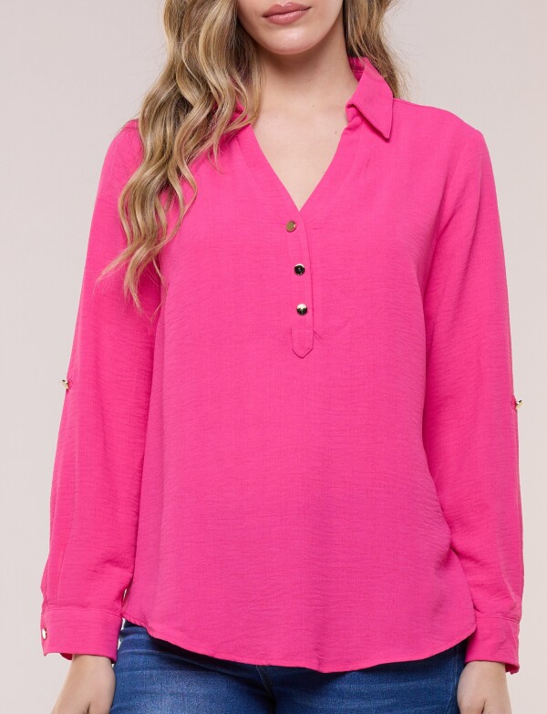 Blusa Holgada Triple Botón FUCSIA