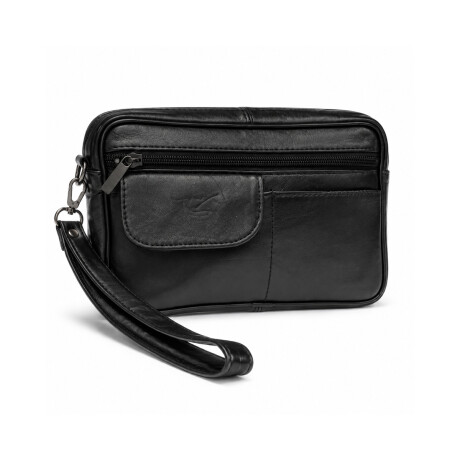 Neceser con compartimentos y asa de cuero 23x14x4cm Negro