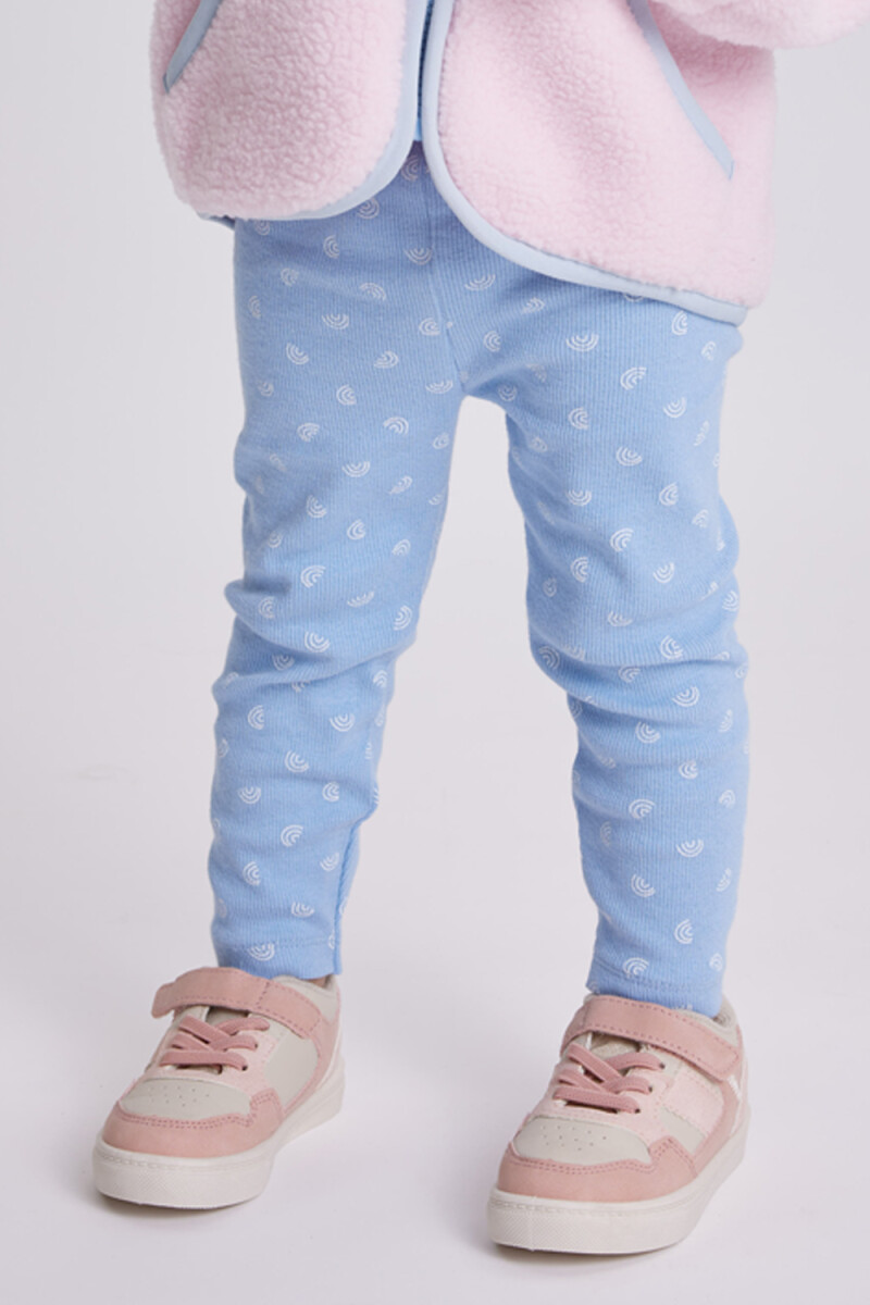 Calza rib estampada Celeste