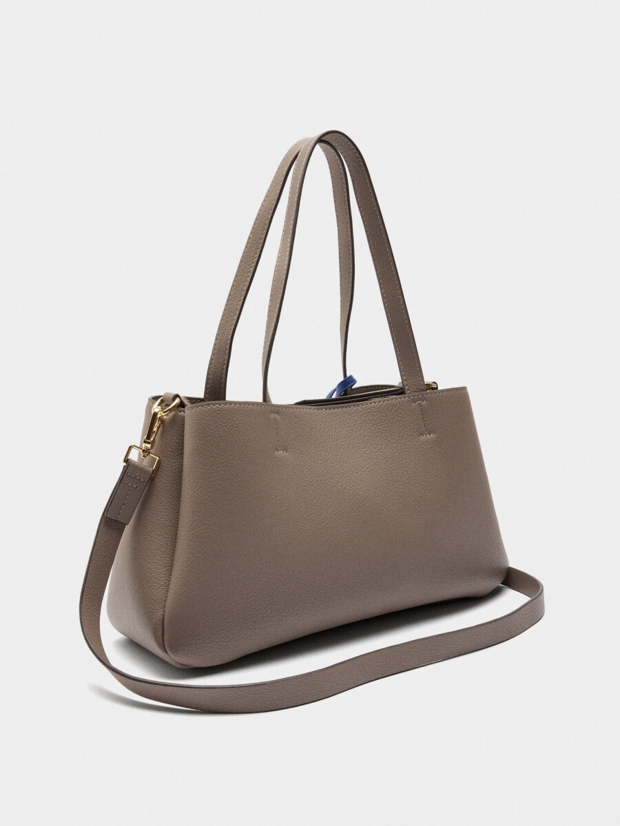 Bolso Tote Liso Con Colgante taupe
