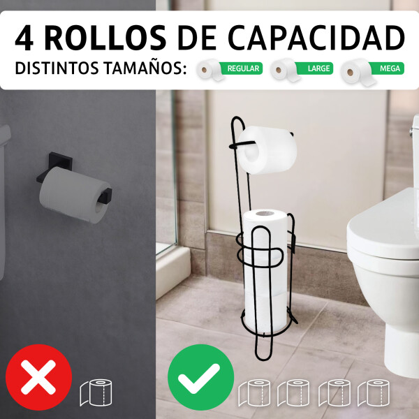 Porta Rollo Baño Soporte Papel Higienico De Pie Negro Mate PRP001 Porta Rollo Baño Soporte Papel Higienico De Pie Negro Mate PRP001