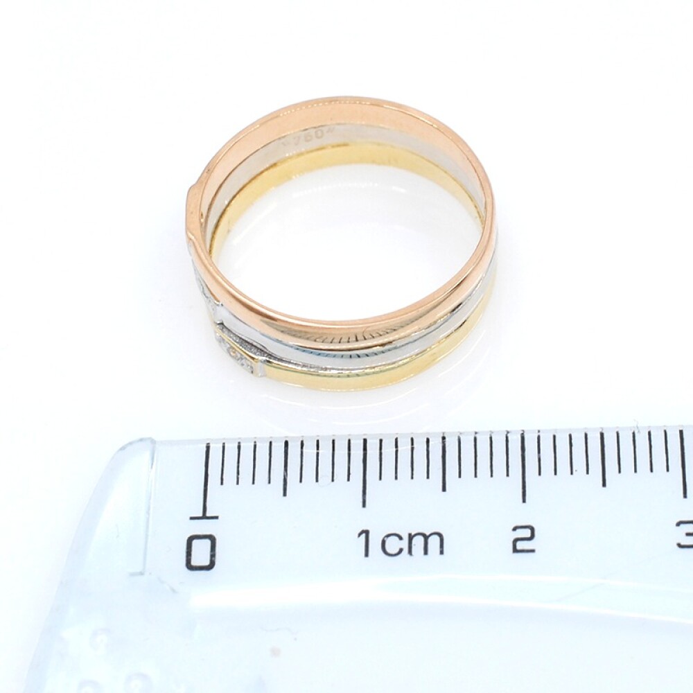 Anillo en oro 18k combinado (3 colores) con brillantes Anillo en oro 18k combinado (3 colores) con brillantes