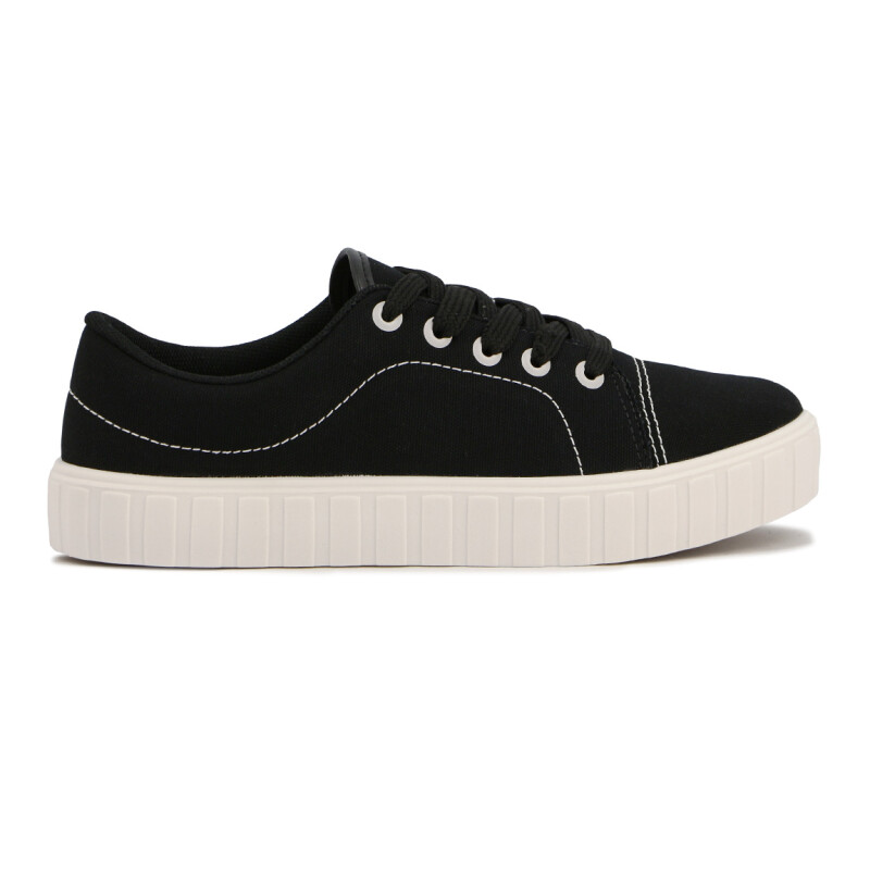 Beira Rio Zapatilla Casual Acordonada C/plataforma Negro-blanco