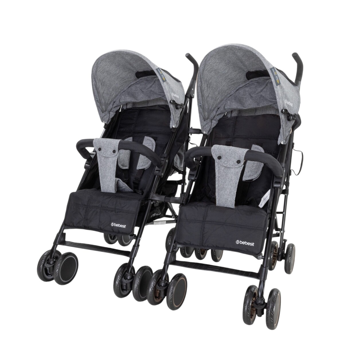 Pack 2 Coches Khronos Gris + Conectores para Mellizos o Hermanos 