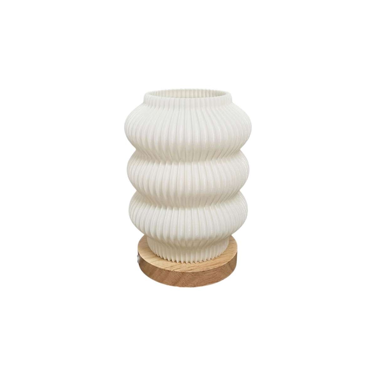 Lámpara veladora Dona con base en madera - 12x22cm - Blanco 