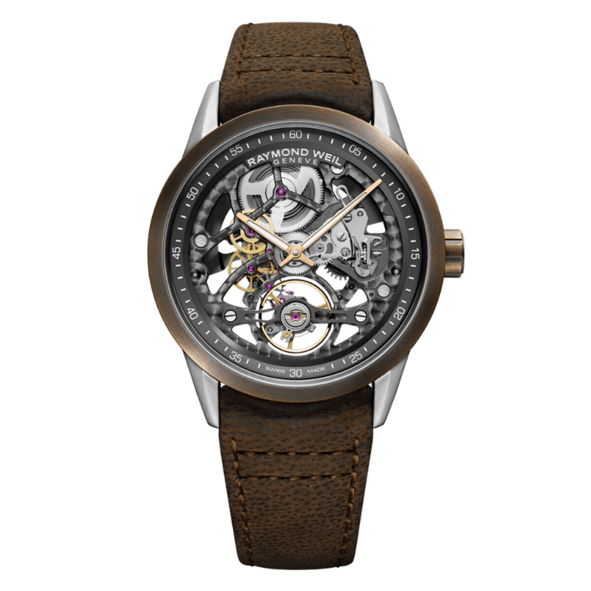 Reloj Raymond Weil Freelancer Calibre RW1212 Skeleton - Automático con correa marrón 