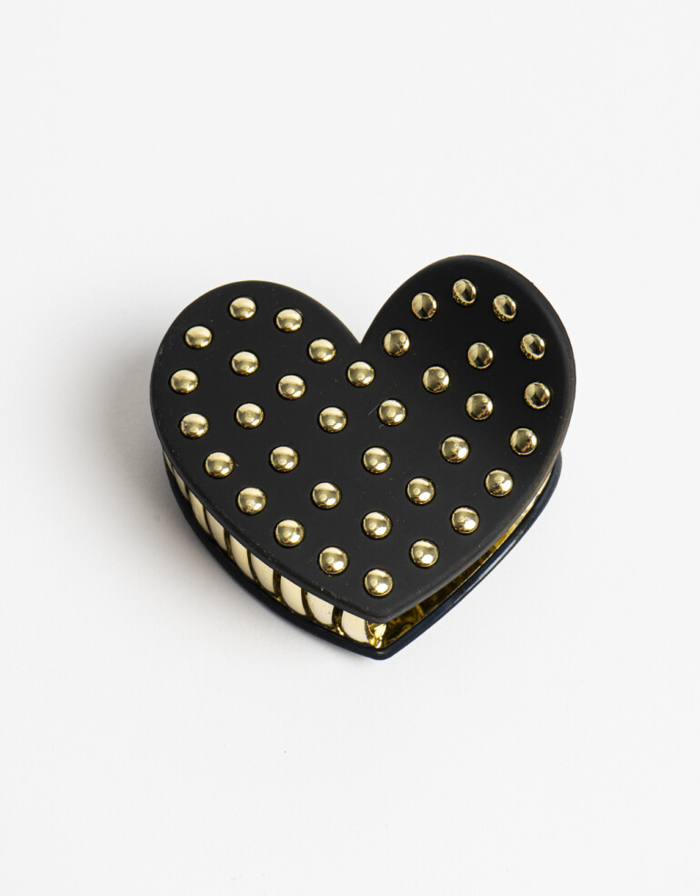 Broche Acrilico Broche De Acrilico Con Apliques Metalicos. - Negro