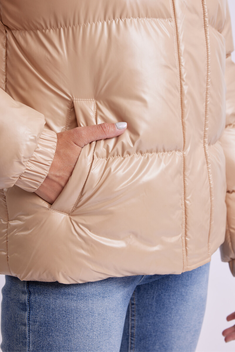 Campera de abrigo con capucha Taupe