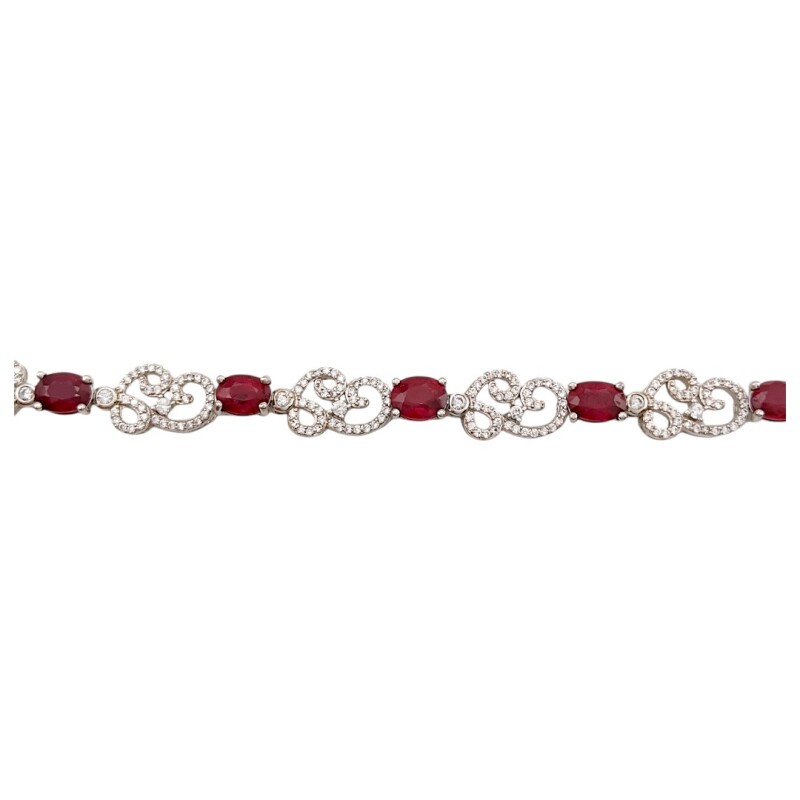 Pulsera Elegante-Plata 925-Piedra zirconia y rubí-PU3432 conpiedra