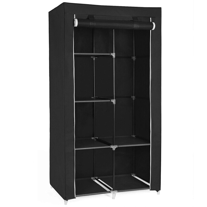 Ropero de 6 Estantes Desmontable de Caño y Tela TNT 105x45x175 Negro